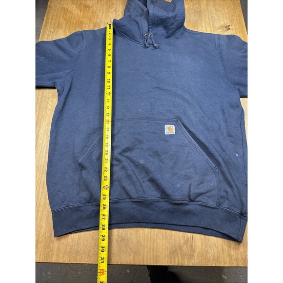 Carhartt K288 Long Sleeve Hoodie Mens L Navy Blue Distressed Workwear Grunge - Picture 16 of 16